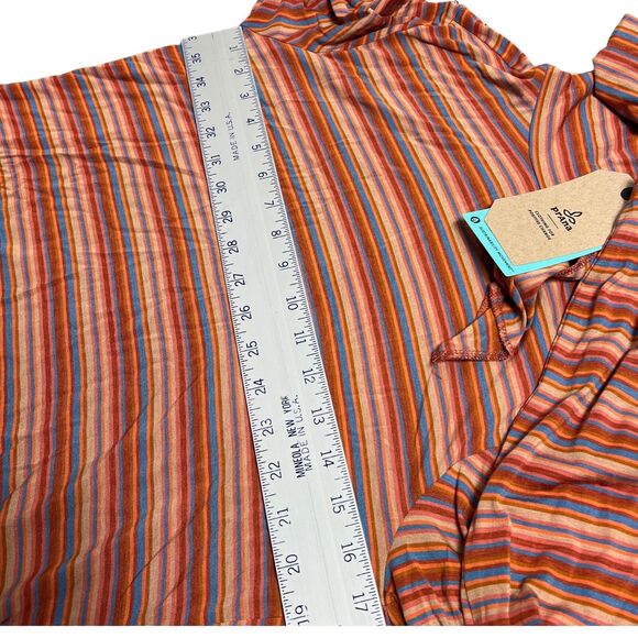 Prana Top S Orange Stripe Turtleneck Foundation Ribbed Tencel Layering - Picture 7 of 12